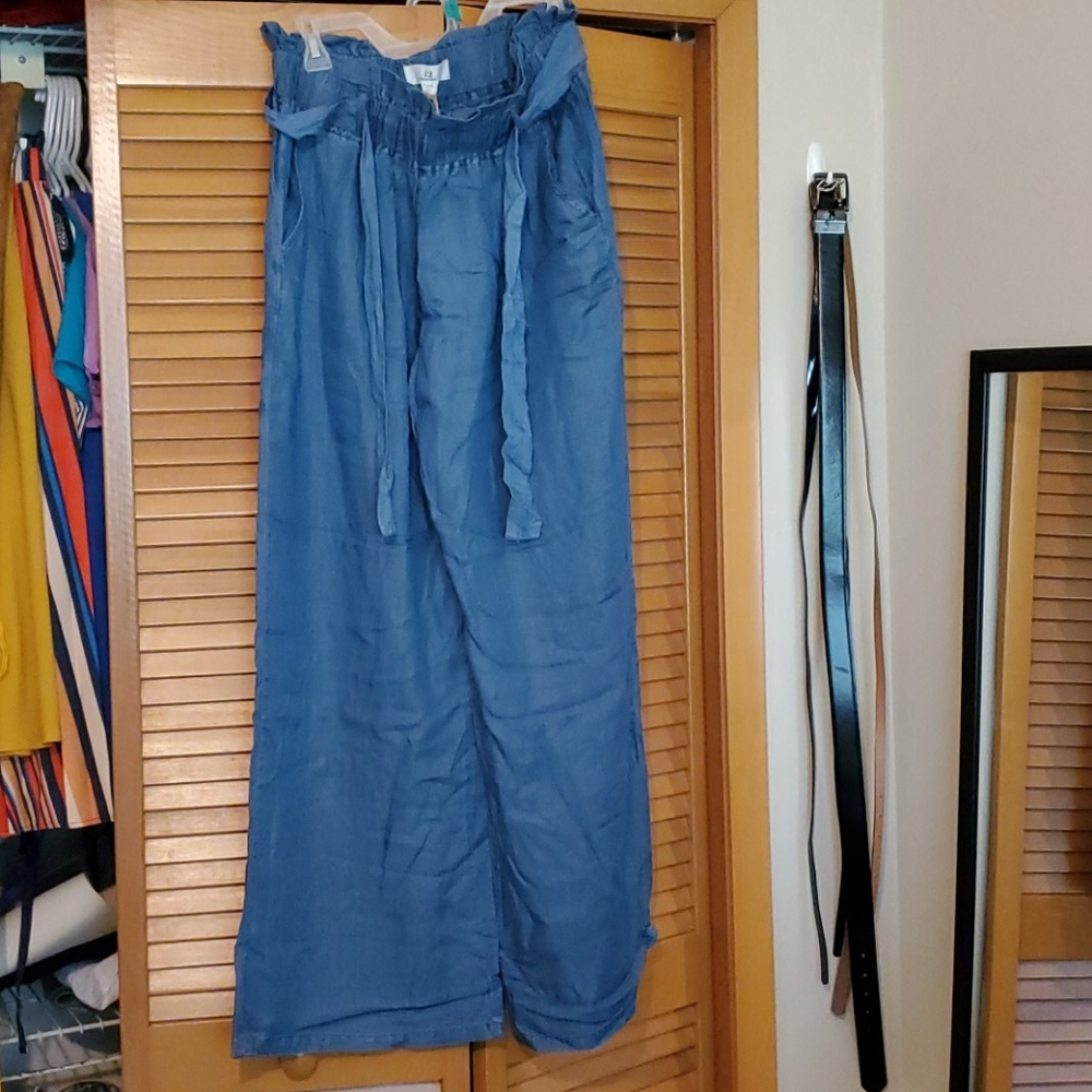 XL paper bag wide leg pants